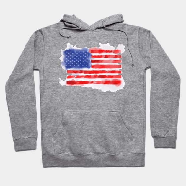 Watercolor American Flag for Veterans and Patriots Hoodie by parazitgoodz